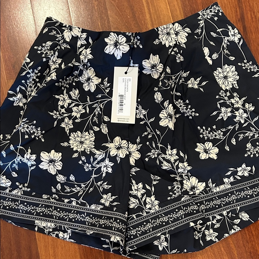 Cara Cara Black and White Floral High Waist Shorts